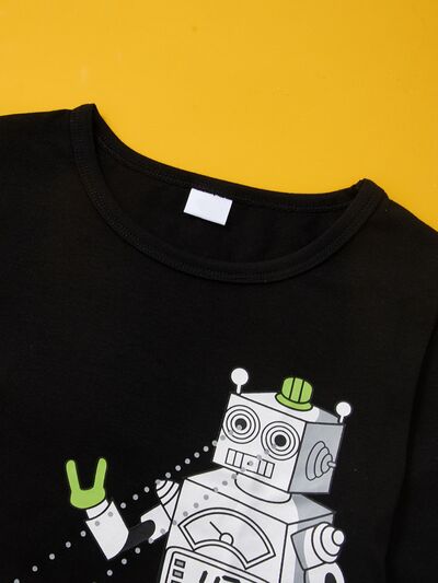 ROBOT Round Neck Long Sleeve T-Shirt