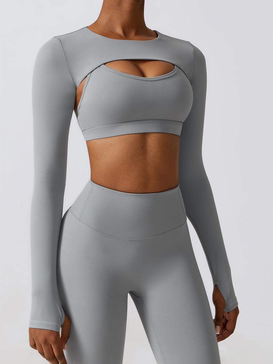 Cropped Cutout Long Sleeve Sports Top