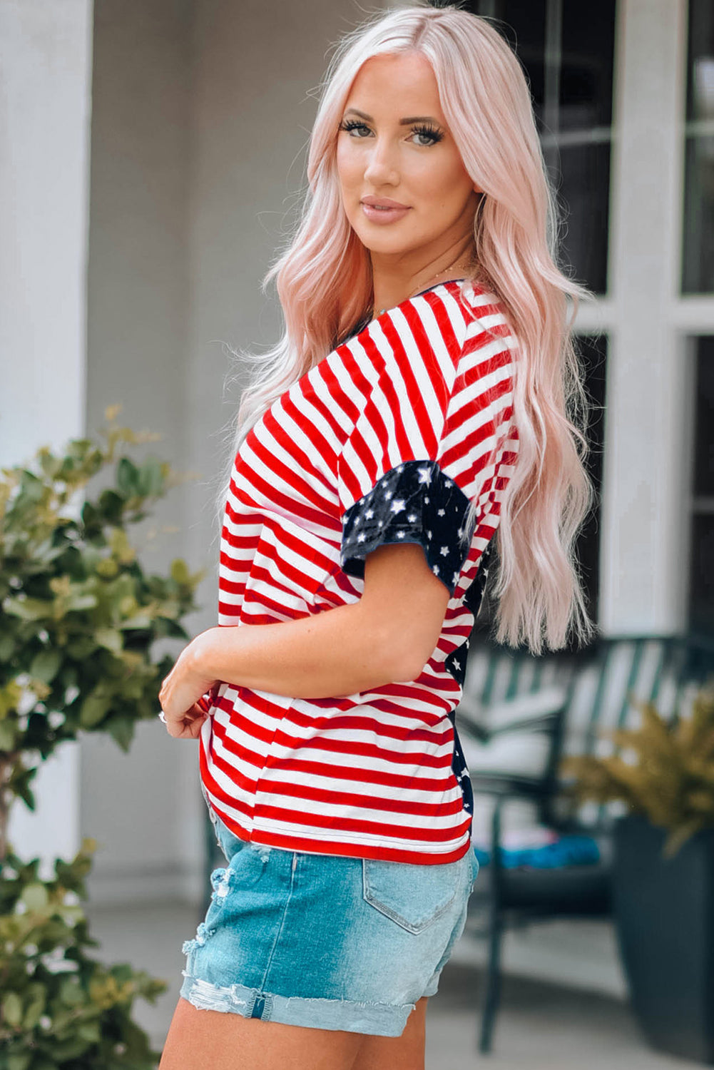 Stars and Stripes V-Neck Tee