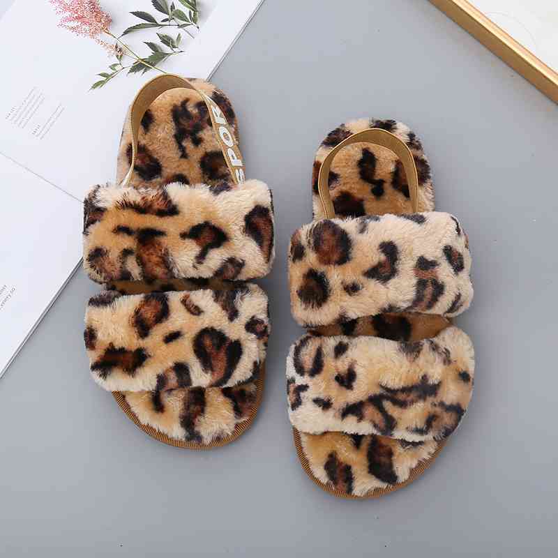 Faux Fur Open Toe Slippers