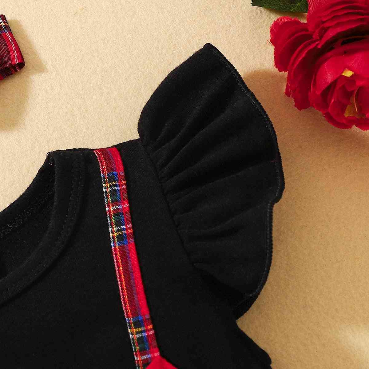 Plaid Bow Detail Round Neck Dress