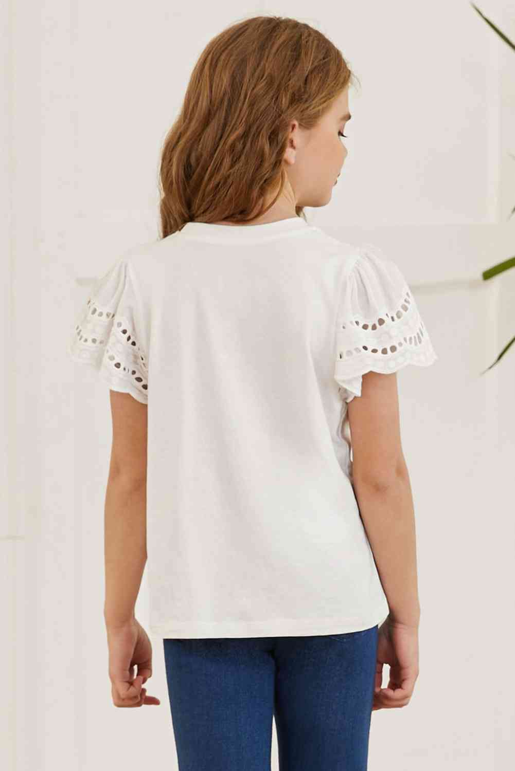 Round Neck Flutter Sleeve T-Shirt