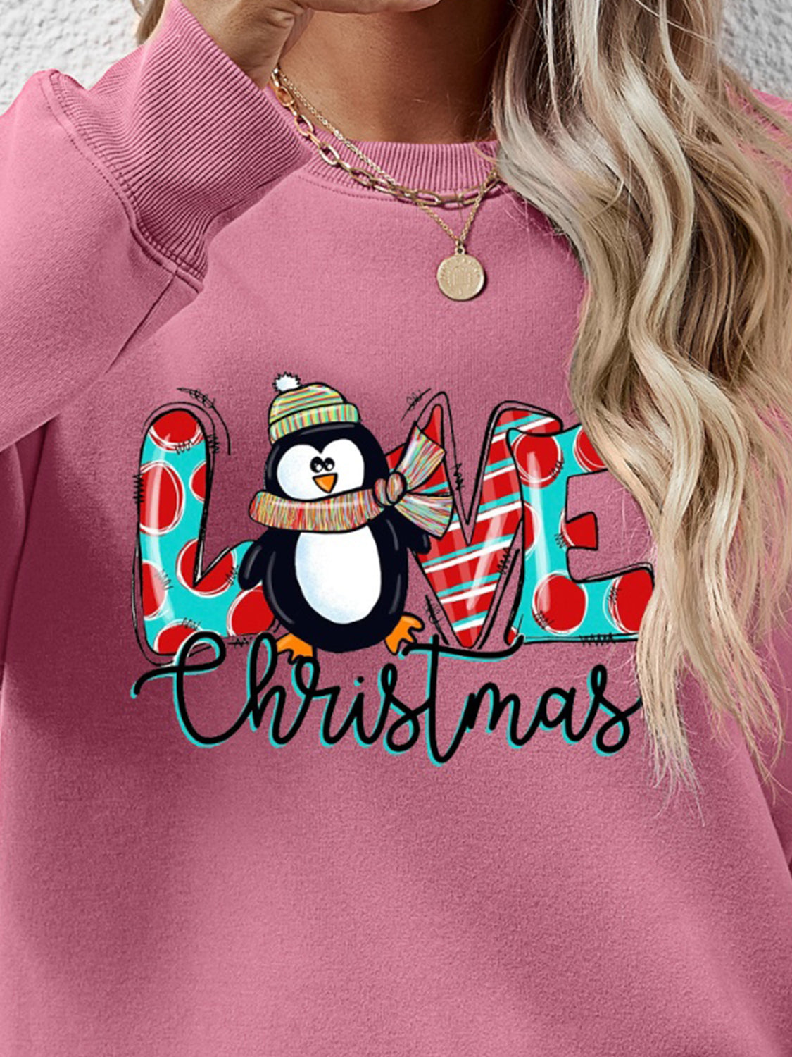 LIVE CHRISTMAS Drop Shoulder Round Neck Sweatshirt