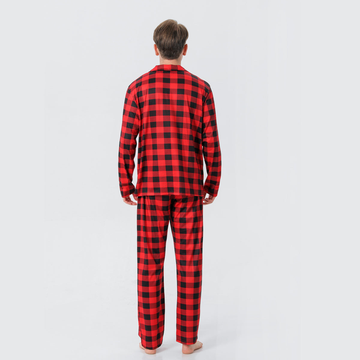 Men Plaid Collared Neck Shirt and Pants Set