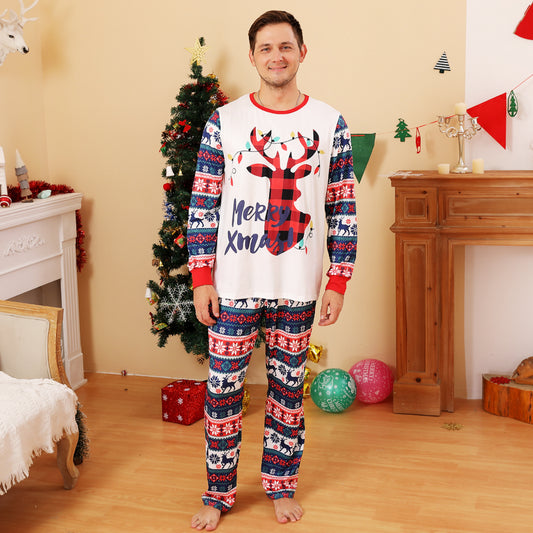 Men MERRY XMAS Reindeer Graphic Top and Pants Set