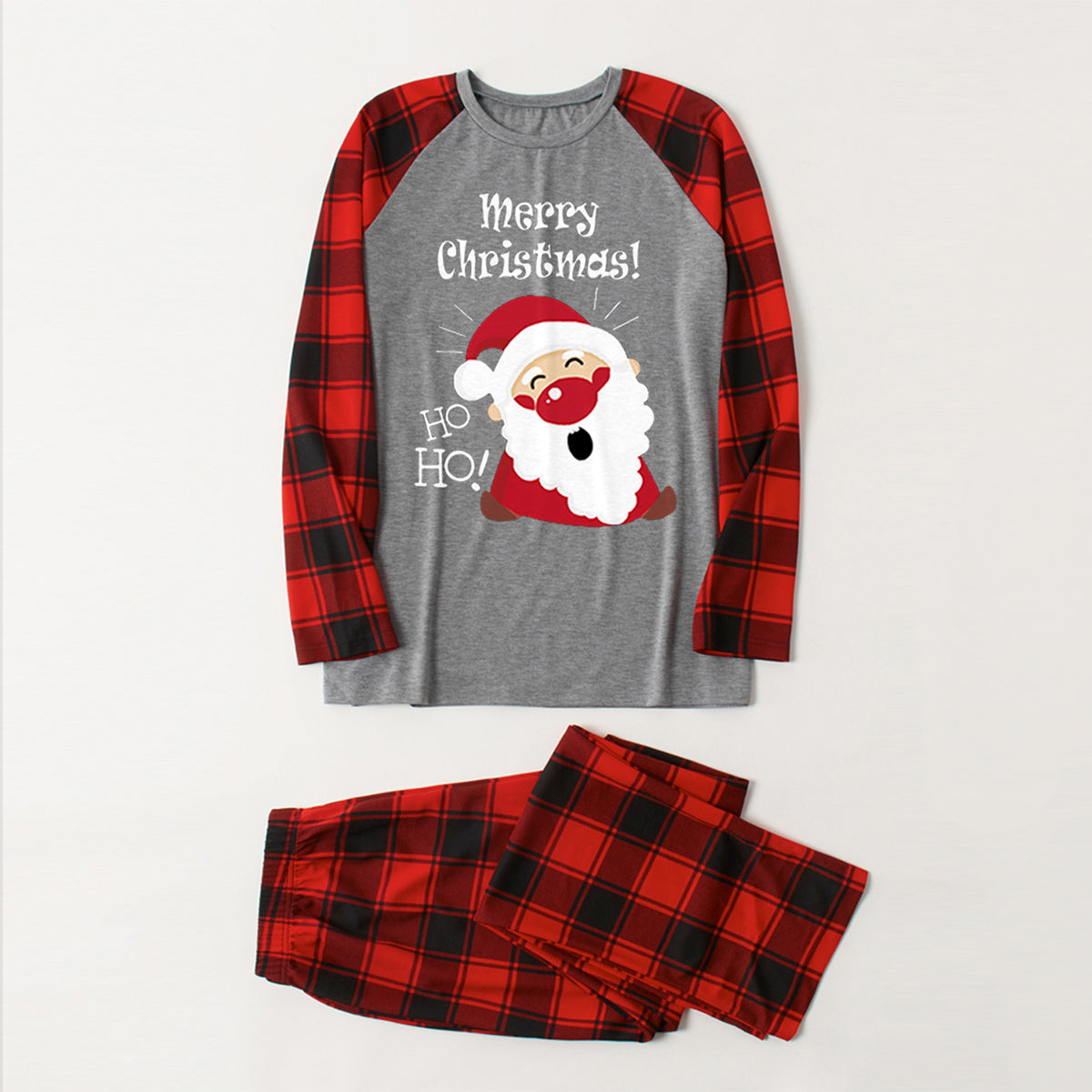 MERRY CHRISTMAS Graphic Top and Plaid Pants Set