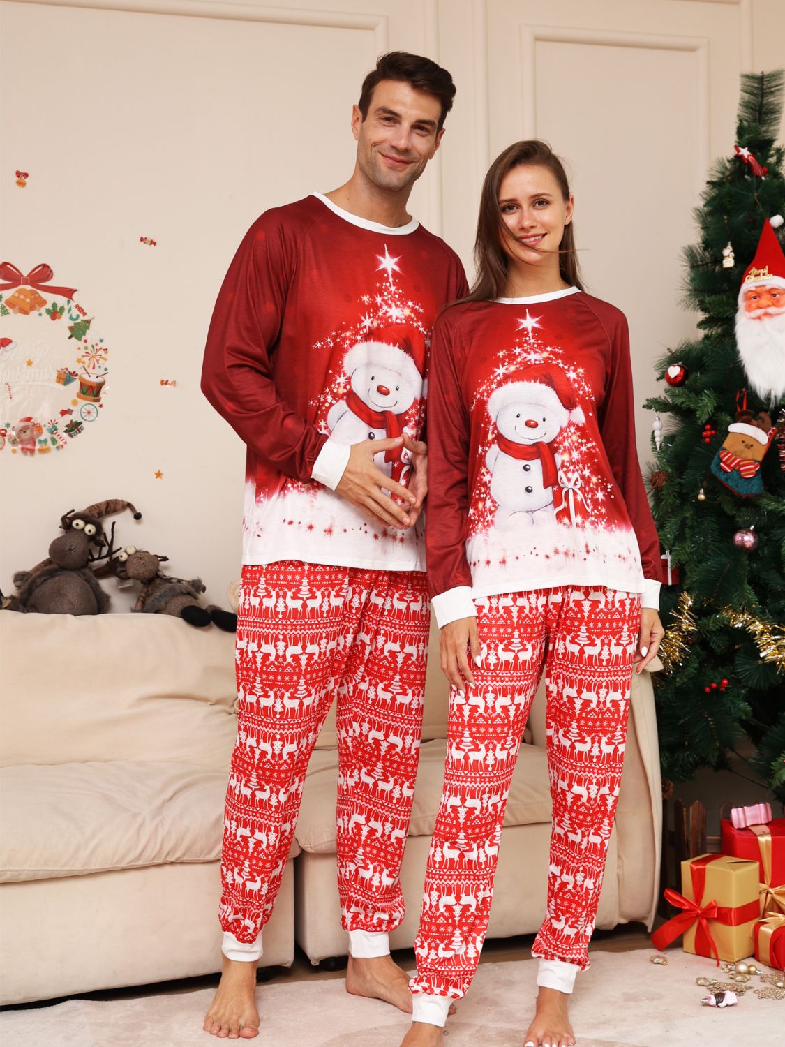 Full Size Snowman Top and Pants Set