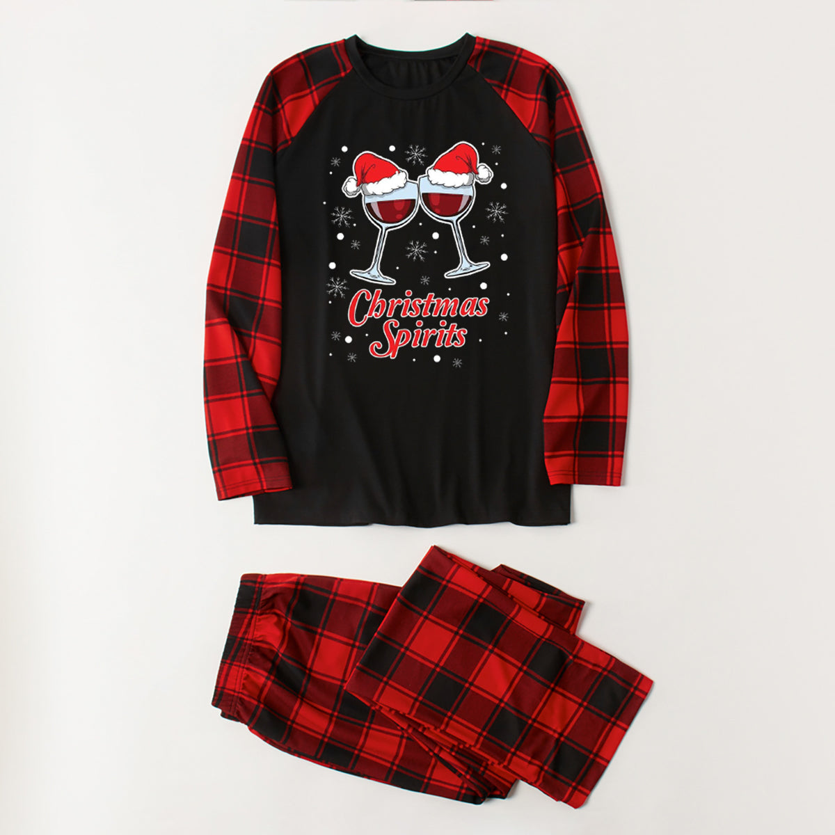 CHRISTMAS SPIRITS Graphic Top and Plaid Pants Set