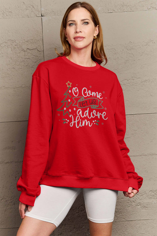 Simply Love Full Size Letter Graphic Long Sleeve Sweatshirt