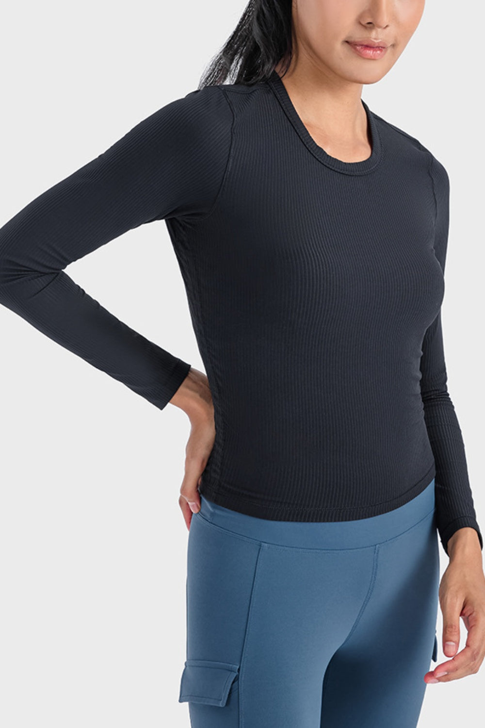 Round Neck Long Sleeve Sports Top